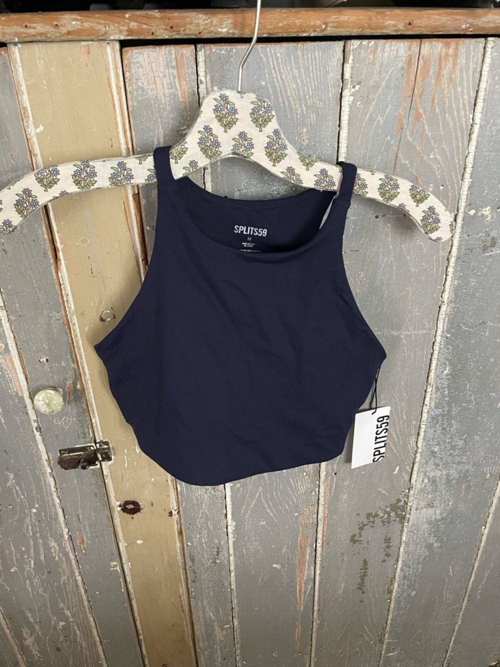 SPLITS59 Navy High-Neck Cropped Tank